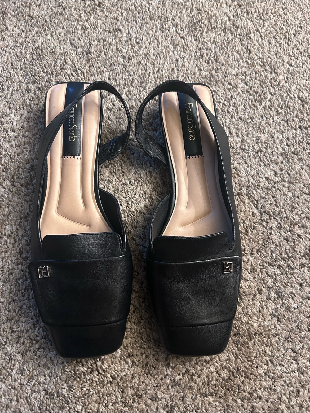 Franco Sarto Black Leather Slingback Mules